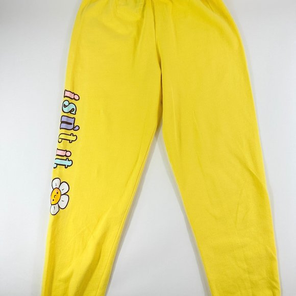 Dolls Kill BSR By Samii Ryan Women's Yellow Sweatpants Jogger Isn't it lovely Sz - Picture 11 of 11